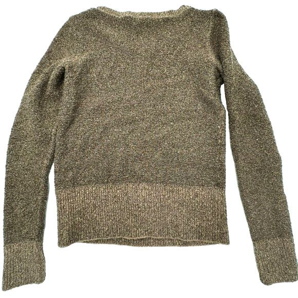 ANN TAYLOR | Womens Small Wool Gold Brown V-Neck Metallic Sparkle Sweater Ribbed - Picture 3 of 8